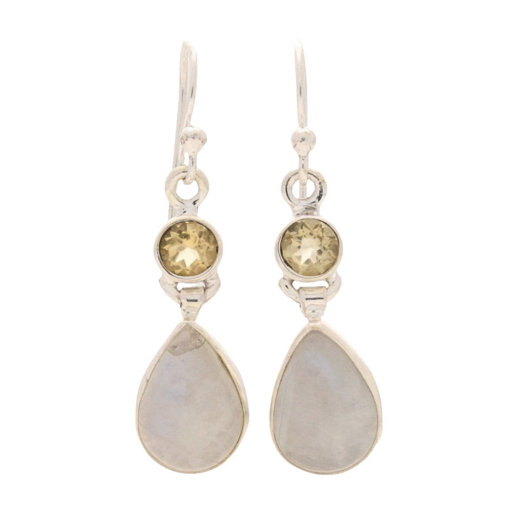 Twinkle and Shine: Rainbow Moonstone & Citrine Earrings